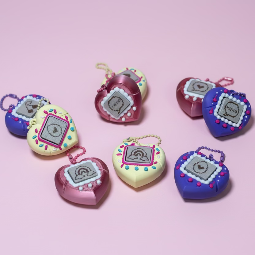 Heart V-pet Fidget Clicker Keychains