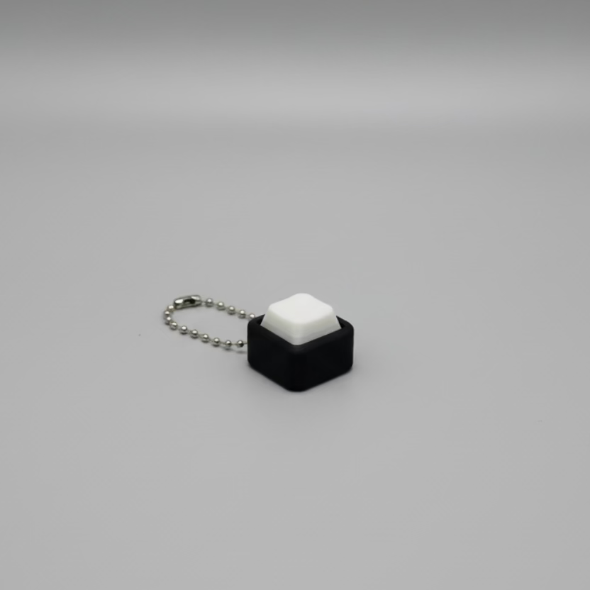 Black keychain with single white clicker button